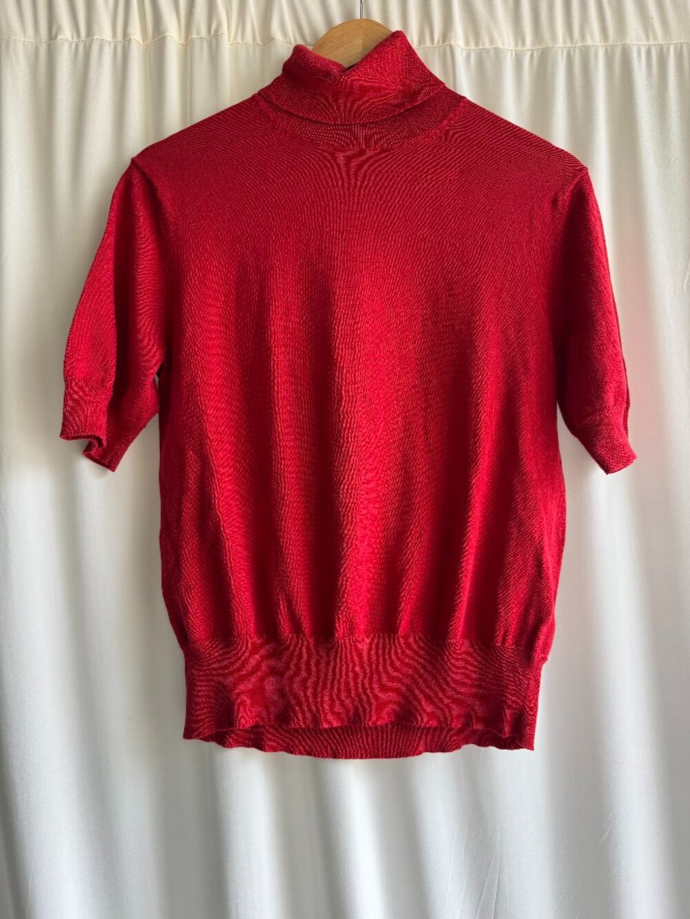 Eddie Bauer Red Cotton Mock Neck Sweater Made in England Size Large